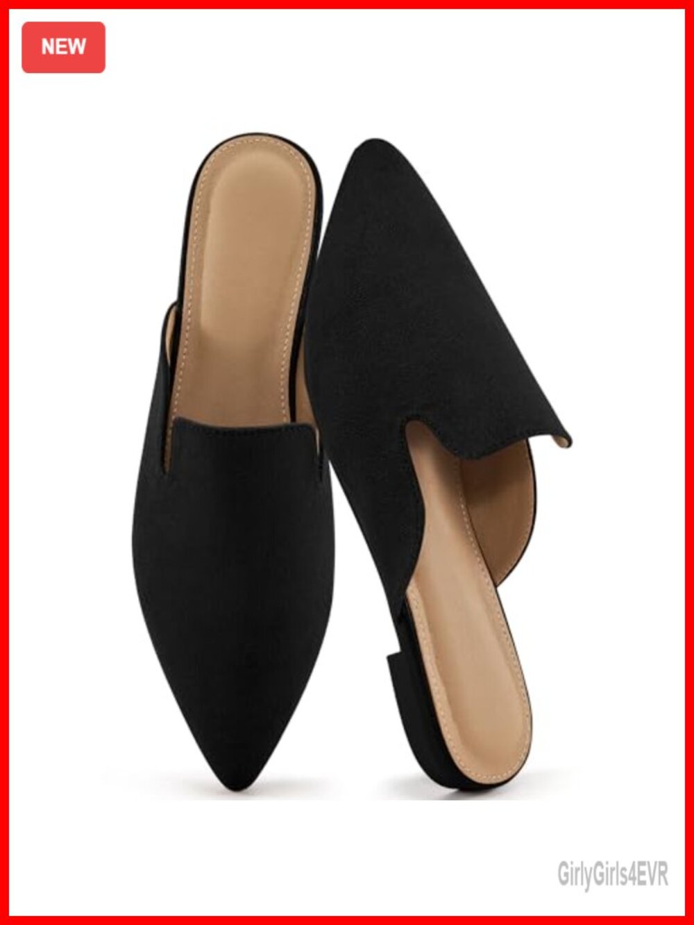 Faux Suede Mules Pointed Toe Backless Loafers Memory Foam Slip-On